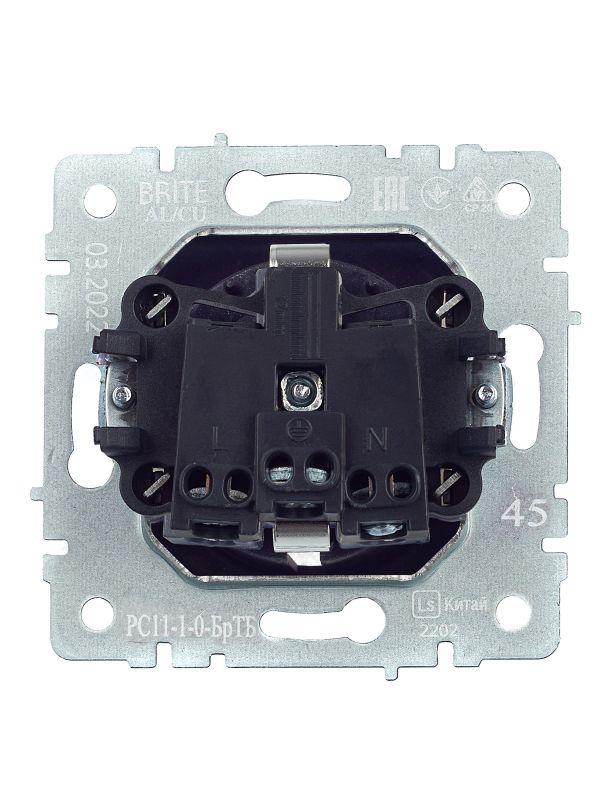  Розетка 1-м СП BRITE РС11-1-0-БрТБ 16А с заземл. без защ. шторки механизм бронза IEK BR-R11-16-K45 фото в каталоге от BTSprom.by