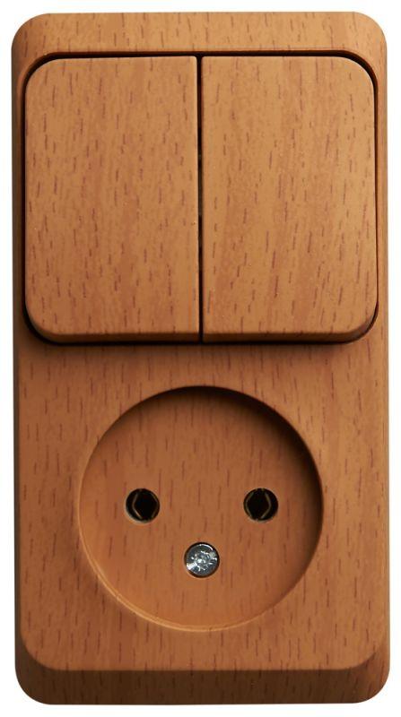  Блок ОП Этюд (1-м розетка без заземл. + 2-кл. выкл.) бук SE BPA16-205T фото в каталоге от BTSprom.by