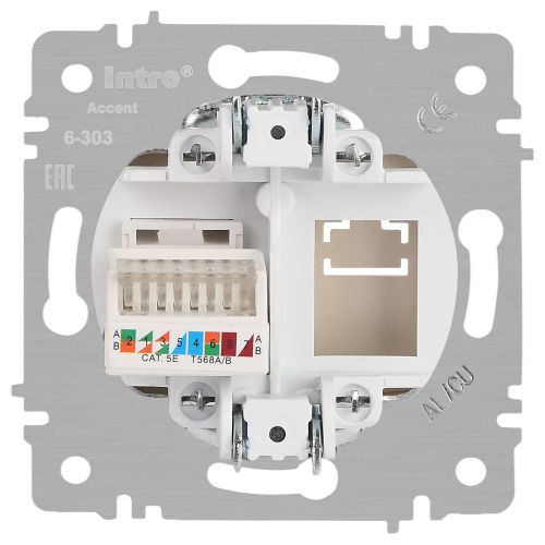  Розетка компьютерная 1-м СП Accent 6-303-09 RJ45 IP20 титан Intro Б0063642 фото в каталоге от BTSprom.by