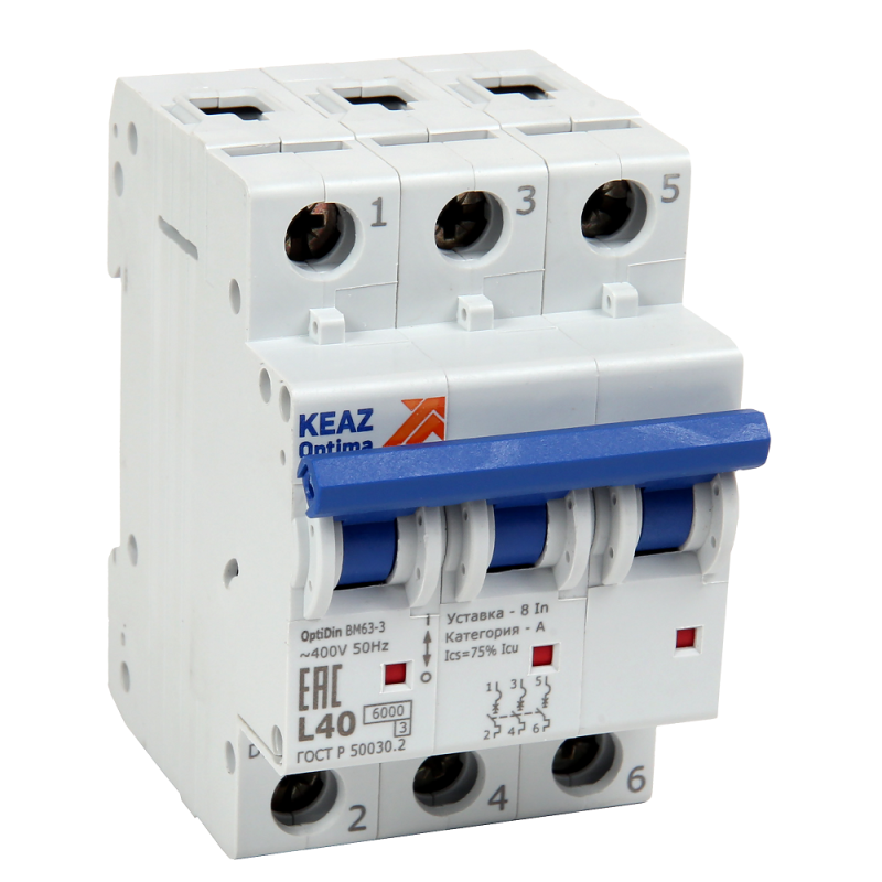 выключатель автоматический модульный 3п l 16а 6ка optidin bm63-3l16-ухл3-аэс кэаз 120667 от BTSprom.by