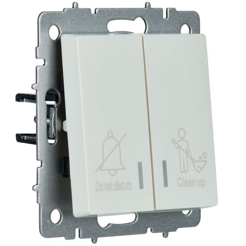  Выключатель 2-кл. BRITE 10А ВС10-2-9-БрЖ для отелей с индик. механизм жемчуж. IEK BR-V20-2-10-K36 фото в каталоге от BTSprom.by