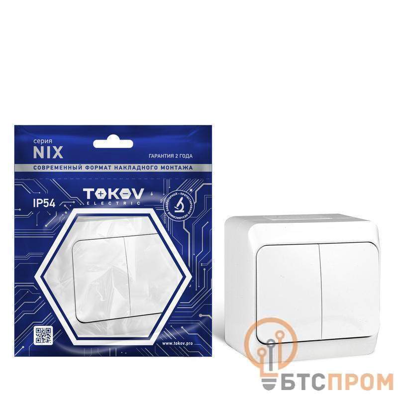  Выключатель 2-кл. ОП Nix 10А IP54 250В бел. TOKOV ELECTRIC TKE-NX-V2-C01-IP54 фото в каталоге от BTSprom.by