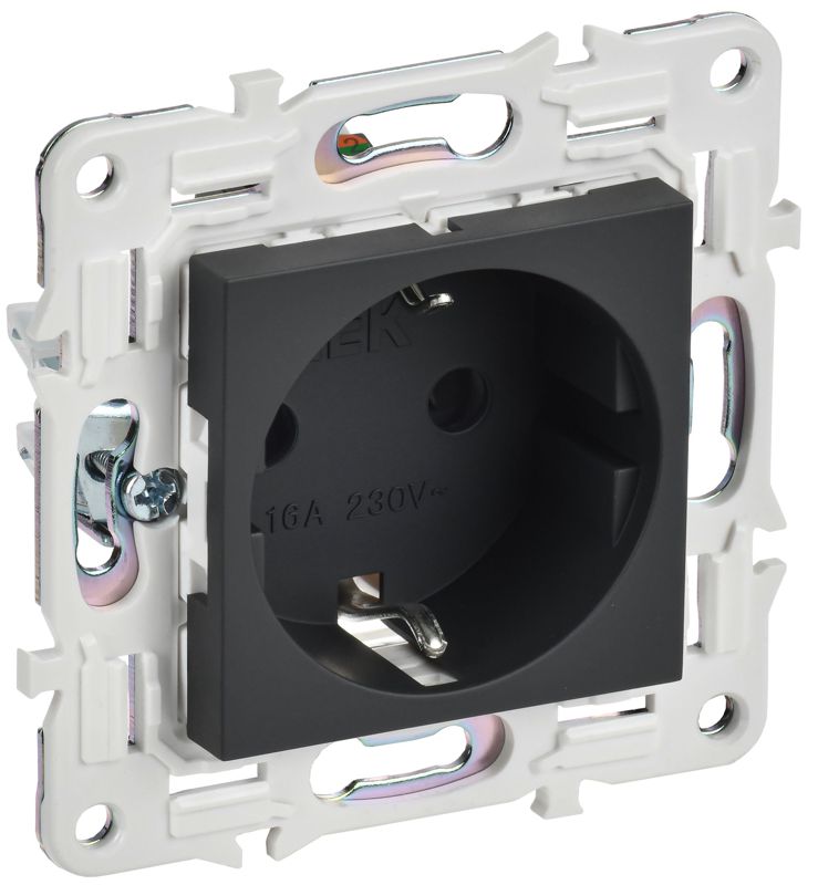 розетка skandy 16а с заземл. защ. шторки sk-r04g графит iek sk-r14-16-k53 от BTSprom.by
