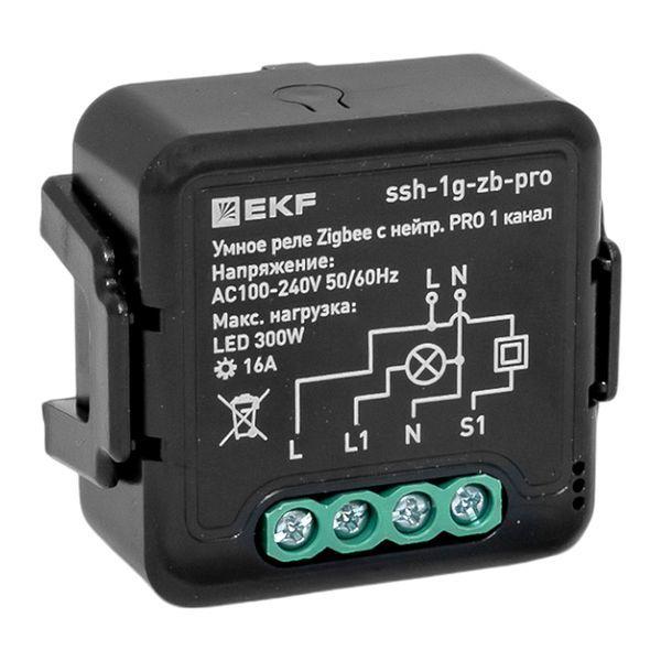 реле умное в подрозетник 1-канальное zigbee connect select 16а с нейтралью ekf pro ssh-1g-zb-pro от BTSprom.by