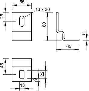  Комплект креп. угол 80x65 BW 80 55 FT OBO 6019528 фото в каталоге от BTSprom.by