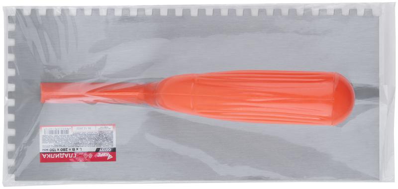  Гладилка зубчатая 280х130мм зуб 6х6мм пластик. ручка стальная КУРС 05137 фото в каталоге от BTSprom.by