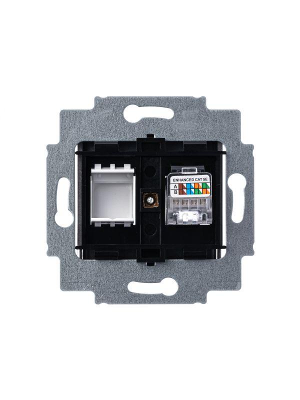  Розетка компьютерная Levit RJ45 кат.5E с заглушкой сталь ABB 2CHH295117A6069 фото в каталоге от BTSprom.by