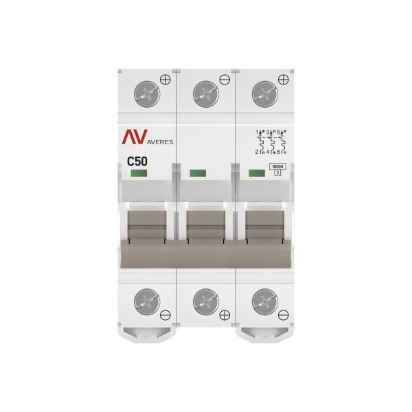  Выключатель автоматический 3п C 50А 10кА AV-10 DC AVERES EKF mcb10-DC-3-50C-av фото в каталоге от BTSprom.by