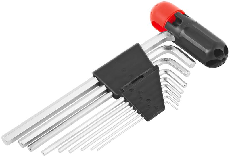  Набор ключей шестигранных длинные (15-10мм) CrV 9шт с пластик.Т-обр.ручкой FIT 64197 фото в каталоге от BTSprom.by