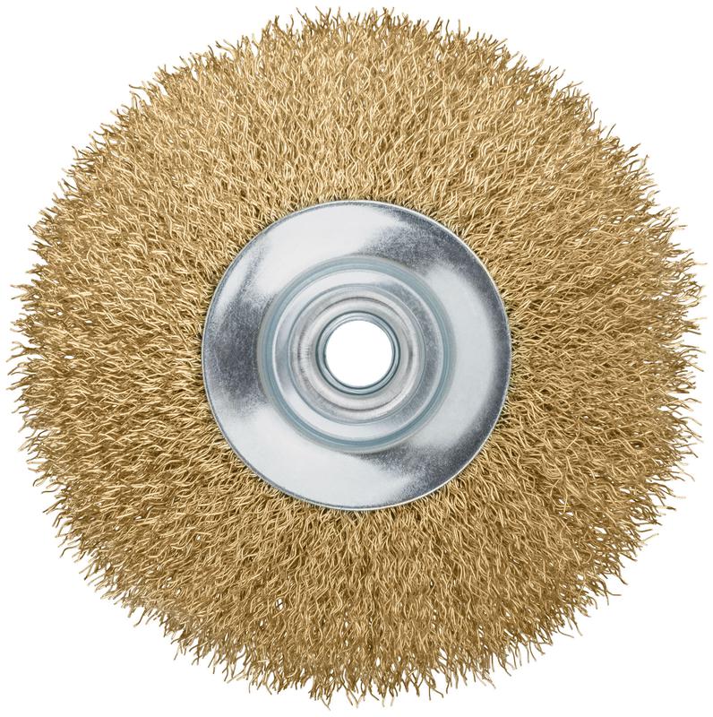  Корщетка-колесо с наклоном гайка М14 стальная латунированная волнистая проволока 125мм FIT 39052 фото в каталоге от BTSprom.by