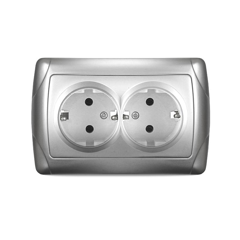 розетка 2-м сп маргарита 16а ip20 с заземл. серебр. universal м0128-s от BTSprom.by