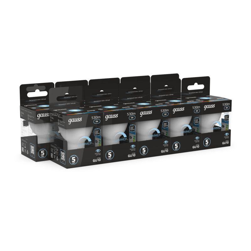 Лампа светодиодная Black 5Вт MR16 софит 4100К нейтр. бел. GU10 530лм диммир. GAUSS 101506205-D фото в каталоге от BTSprom.by