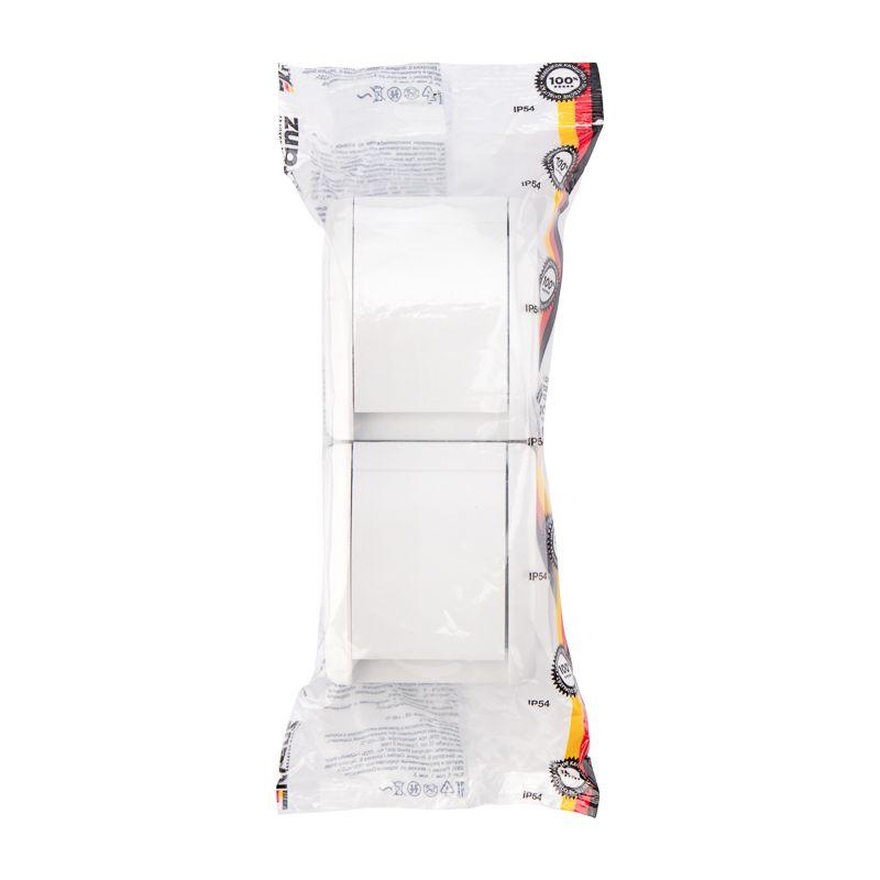  Блок розеток 2-м ОП INDUSTRIAL IP54 вертик. с заземл. бел. Kranz KR-78-0802 фото в каталоге от BTSprom.by