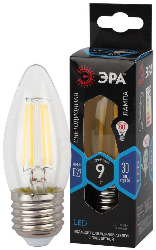 лампа светодиодная филаментная f-led b35-9w-840-e27 9вт b35 свеча 4000к нейтр. бел. e27 эра б0046997 от BTSprom.by