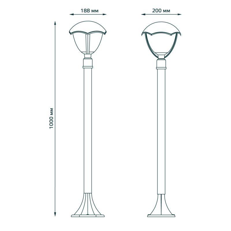  Светильник Aura 1х60Вт E27 IP54 170-240В 200х200х1000мм НТУ столб садово-парковый GAUSS GD030 фото в каталоге от BTSprom.by