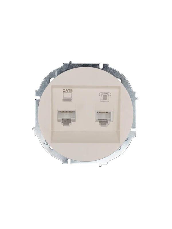 розетка компьютерная + телефонная osen rj45 кат.6 + rj11 с модулем механизм сл. кость lezard 743-9088-144 от BTSprom.by