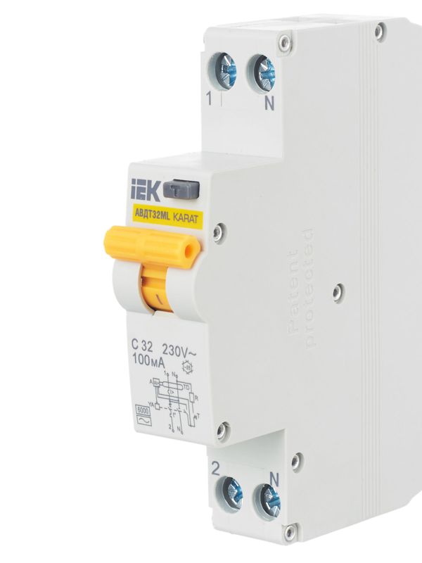  Выключатель автоматический дифференциального тока C 32А 100мА АВДТ32МL KARAT IEK MVD12-1-032-C-100 фото в каталоге от BTSprom.by