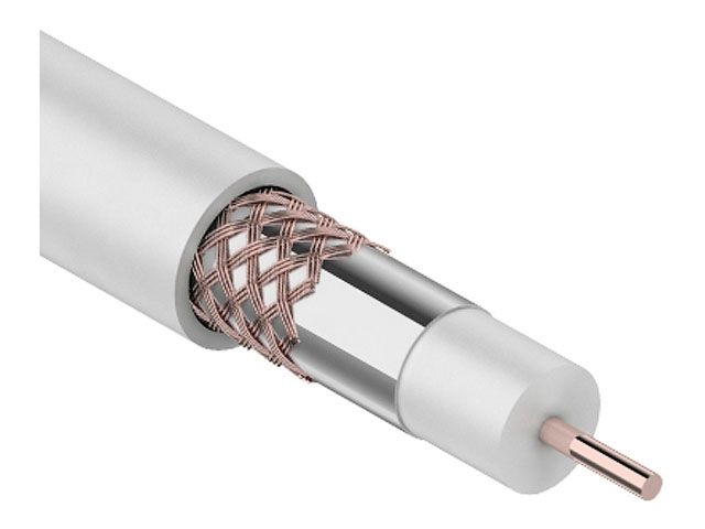 кабель rg-6u+cu (75 ом), cu/al/cu (1,0/al/48х0,12 мм) 64%, (бухта 100 м), белый rexant 01-2221 от BTSprom.by