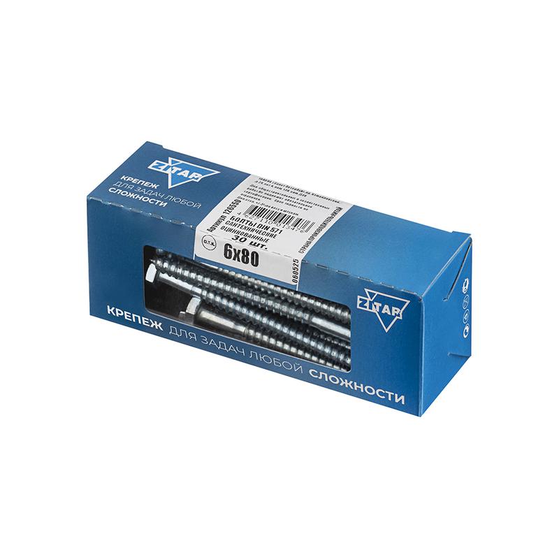  Болт сантехнический 6х80 DIN 571 оцинк. (уп.30шт) Tech-Krep/Zitar 126550 фото в каталоге от BTSprom.by