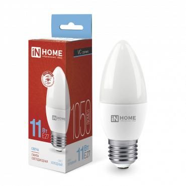 лампа светодиодная led-свеча-vc 11вт свеча 6500к холод. бел. e27 1050лм 230в in home 4690612024868 от BTSprom.by