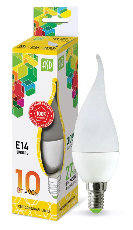 лампа светодиодная led-свеча на ветру-standard 10вт 230в e14 3000к 900лм asd 4690612024615 от BTSprom.by