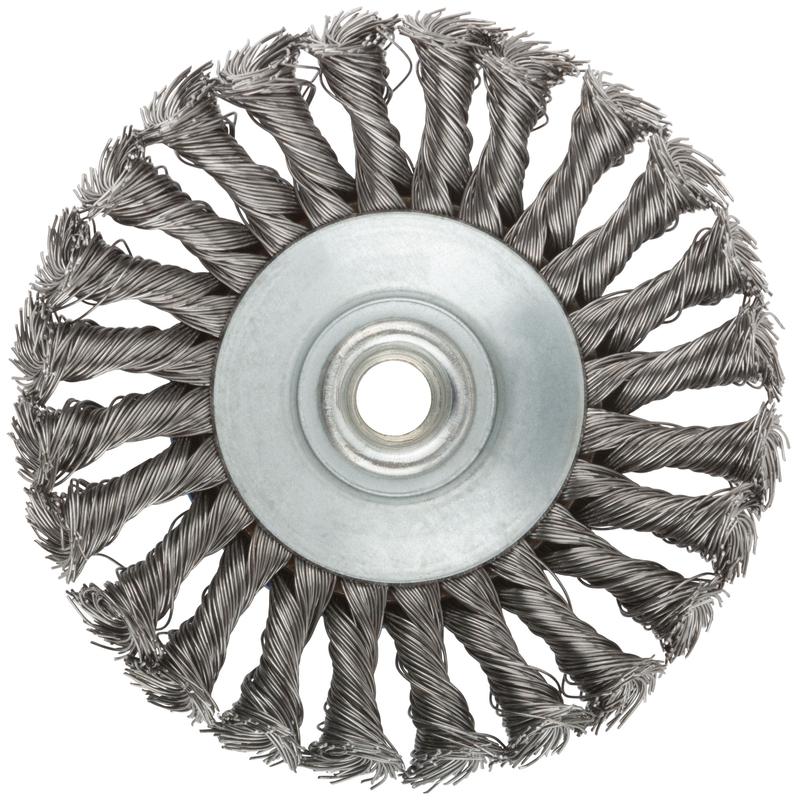  Корщетка тип "колесо" с наклоном гайка М14 стальная витая проволока 125мм MOS 38938М фото в каталоге от BTSprom.by