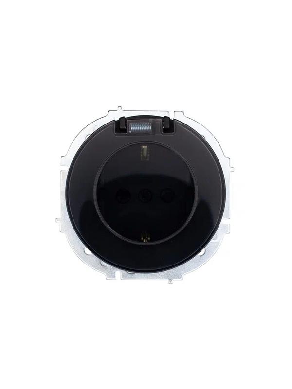  Розетка 1-м СП OSEN с заземл. с крышкой ПБТ механизм черн. бархат LEZARD 743-4288-123B фото в каталоге от BTSprom.by