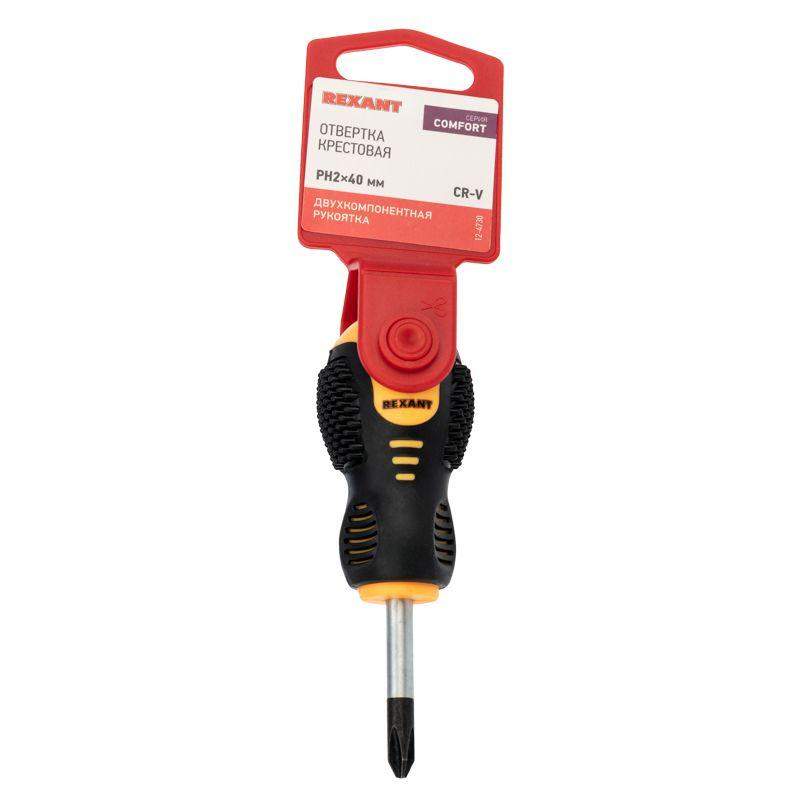 Отвертка крестовая PH 2х40мм двухкомпонентн. рукоятка Rexant 12-4730 фото в каталоге от BTSprom.by
