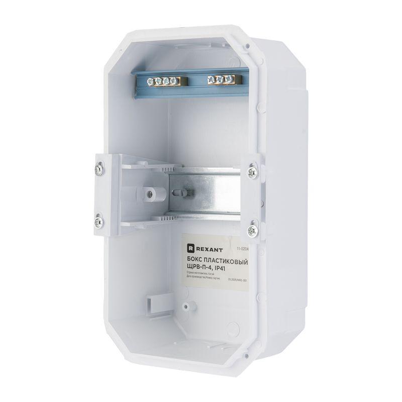  Бокс ЩРВ-П-4 IP41 пластик. бел. Rexant 11-0204 фото в каталоге от BTSprom.by