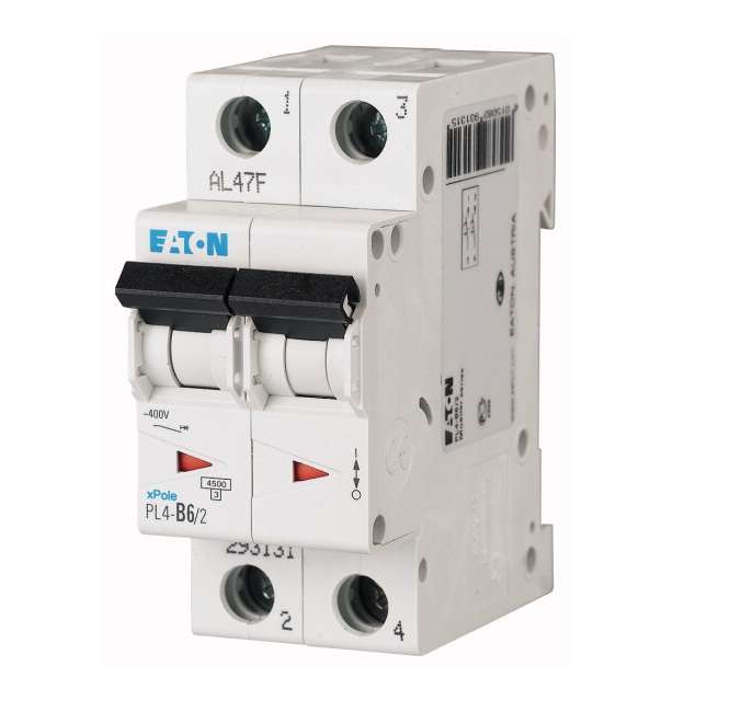 выключатель автоматический модульный 2п c 10а 4.5ка pl4-c10/2 eaton 293141 от BTSprom.by
