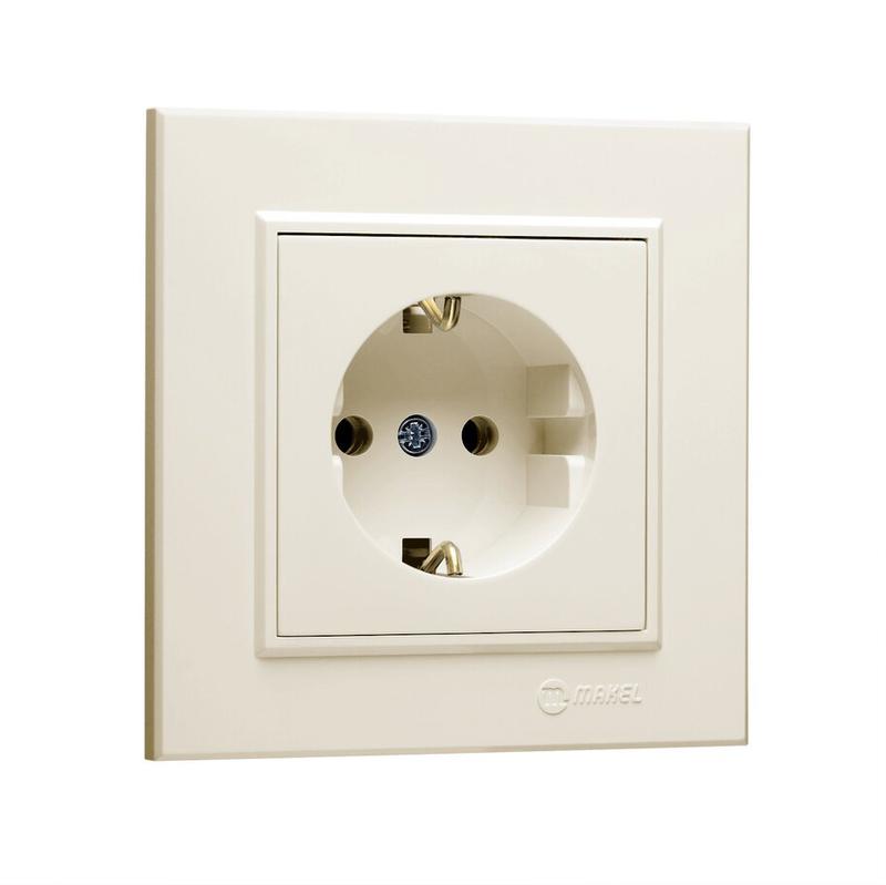 розетка 1-м сп karea 16а ip20 с/з крем. makel 56010028 от BTSprom.by