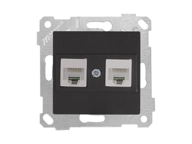 розетка компьютерная 2xrj45 (cat5e, скрытая, без рамки) черная, rita, mutlusan 2200 138 0184 от BTSprom.by