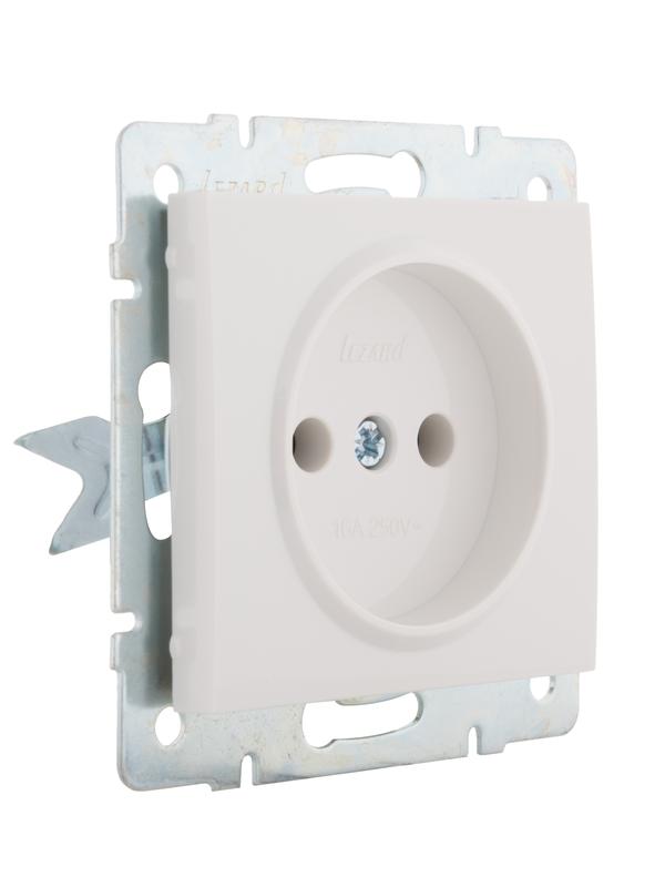  Розетка 1-м СП Rain 16А IP20 без заземл. керамика механизм бел. LEZARD 703-0288-121 фото в каталоге от BTSprom.by