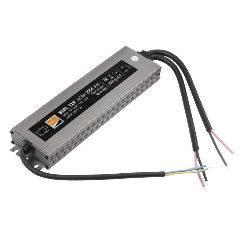  Блок питания для светодиодной ленты 200Вт 16.5А 12В IP67 BSPS влагозащ. метал. JazzWay 1016348A фото в каталоге от BTSprom.by