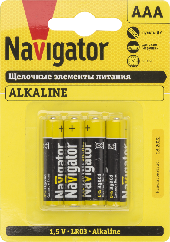 элемент питания алкалиновый aaa/lr03 61 462 nbt-npe-lr03-bp4 (блист.4шт) navigator 61462 от BTSprom.by