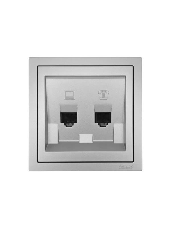  Розетка компьютер+телефо СП ZIMA IP20 сер. матов. LEZARD 704-7488-143 фото в каталоге от BTSprom.by