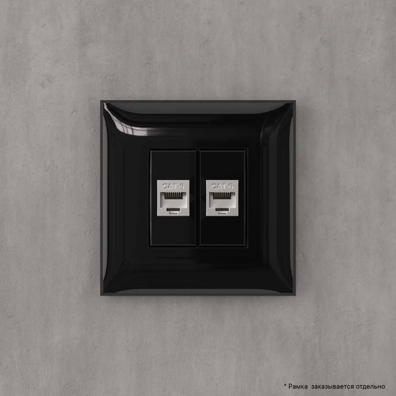  Розетка компьютерная 2-м СП Avanti "Черный квадрат" RJ45 кат.6 без шторок экранир. механизм DKC 4402794 фото в каталоге от BTSprom.by