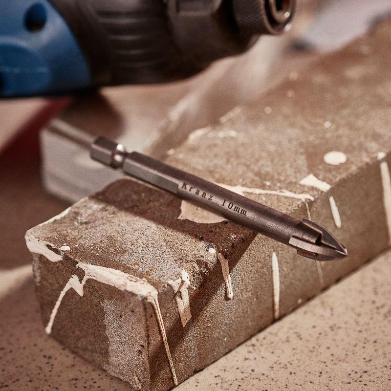  Сверло по стеклу и керамике 10мм 4 грани шестигранный хвостовик Kranz KR-91-0651 фото в каталоге от BTSprom.by