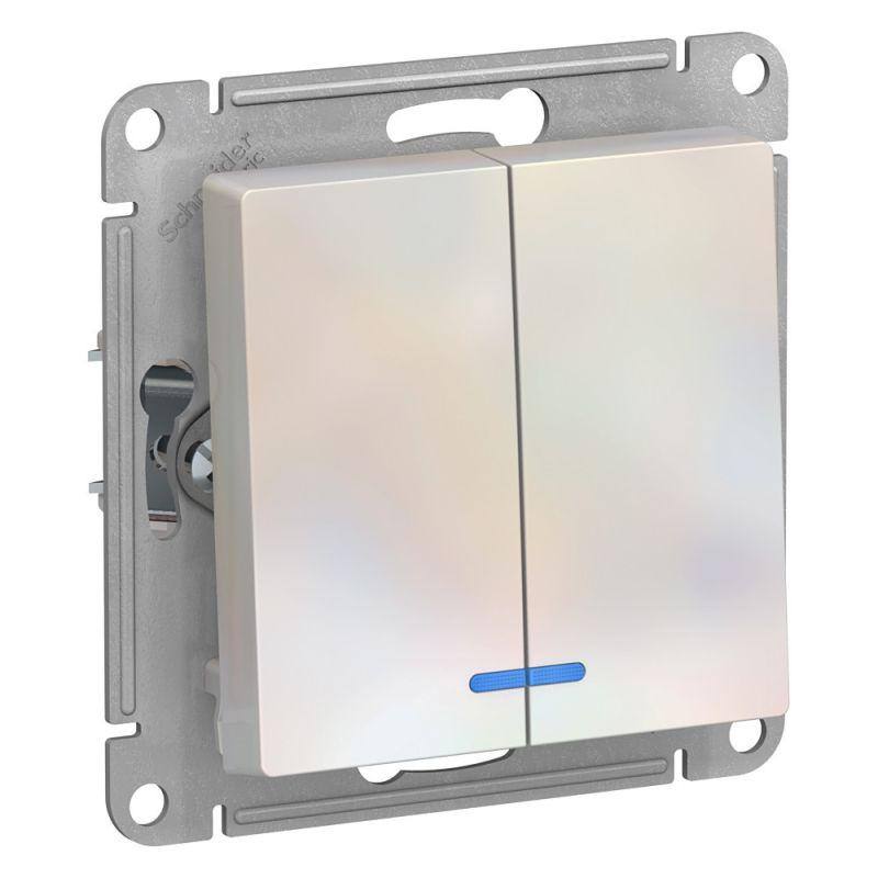 выключатель 2-кл. сп atlasdesign 10а ip20 (сх. 5а) 10ax с подсветкой механизм жемчуж. se atn000453 от BTSprom.by