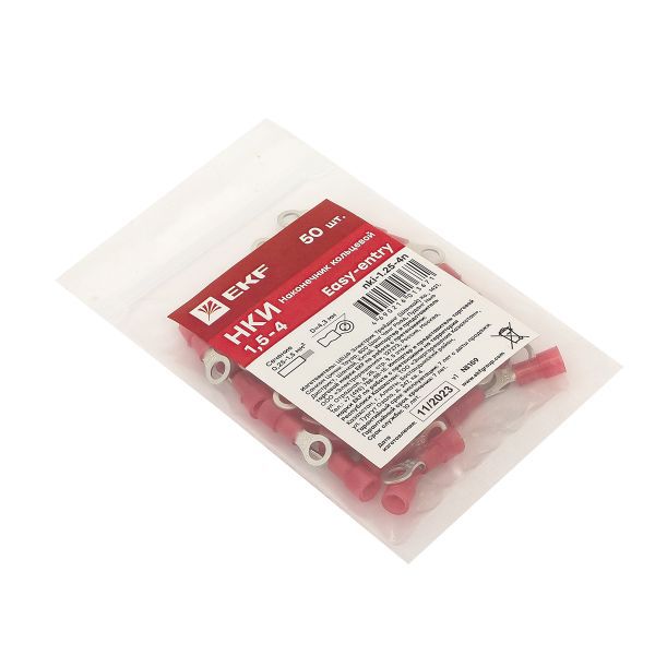  Наконечник кольцевой изол. НКИ 1.5-4 (уп.50шт) EKF nki-1.25-4n фото в каталоге от BTSprom.by