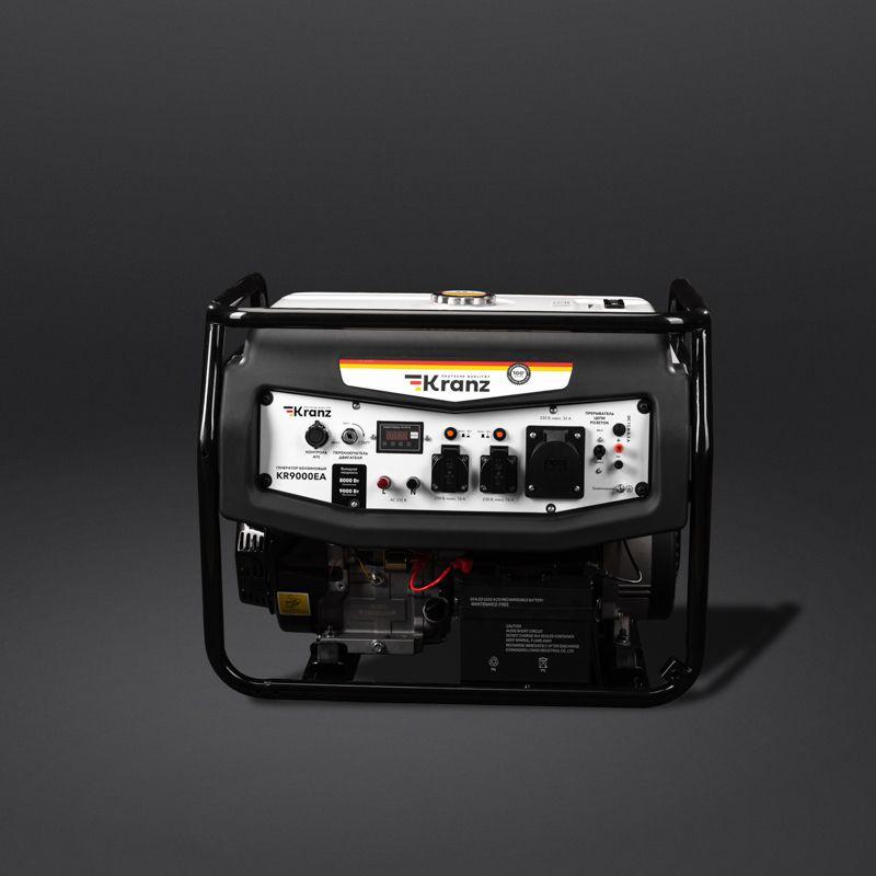  Генератор бензиновый KR9000EA 9.0кВт 230В 25л коннектор автоматики электростартер KRANZ KR-16-1138 фото в каталоге от BTSprom.by