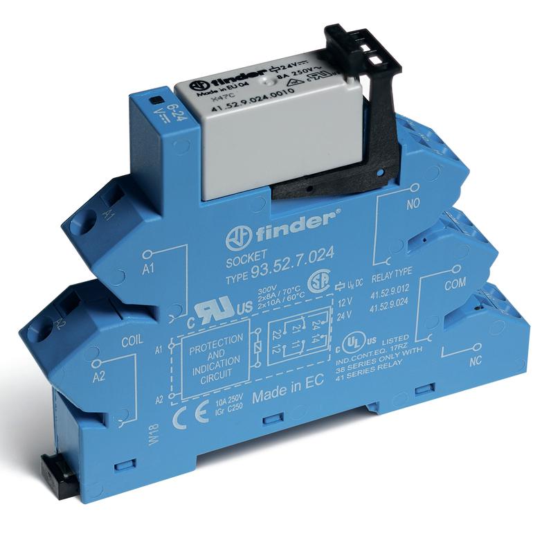 модуль интерфейсный (сборка 41.52.9.012.0010 + 93.52.7.024) электромеханич. реле 2co 8а agni 12в dc (чувствит.) ip20 безвинт. клеммы (пружинный зажим) finder 386270120050 от BTSprom.by