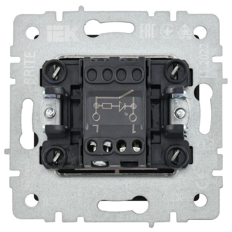  Выключатель 1-кл. СП BRITE ВС10-1-1-БрС 10А с индик. механизм сталь IEK BR-V10-1-10-K46 фото в каталоге от BTSprom.by