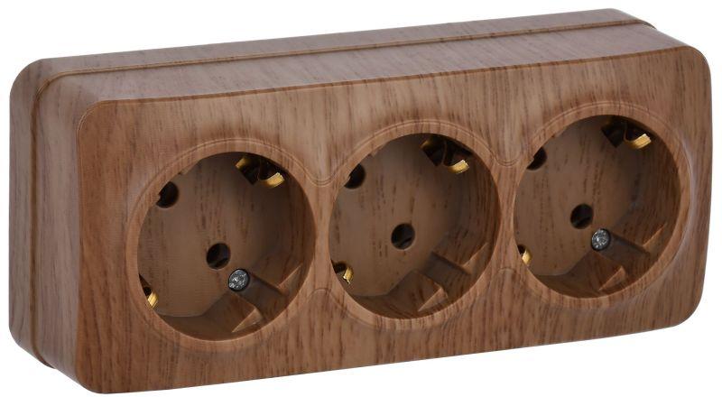 розетка 3-м оп glory рс23-3-хд 16а с заземл. дуб iek erh31-k24-16 от BTSprom.by