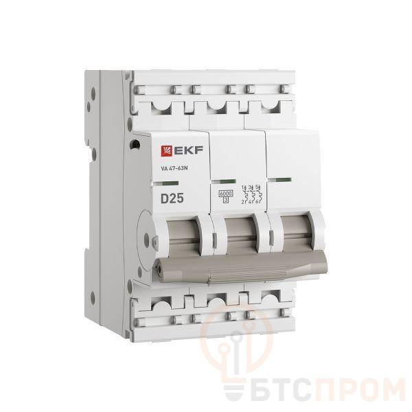 Выключатель автоматический модульный 3п D 25А 6кА ВА 47-63N PROxima EKF M636325D фото в каталоге от BTSprom.by  Выключатель автоматический модульный 3п D 25А 6кА ВА 47-63N PROxima EKF M636325D фото в каталоге от BTSprom.by