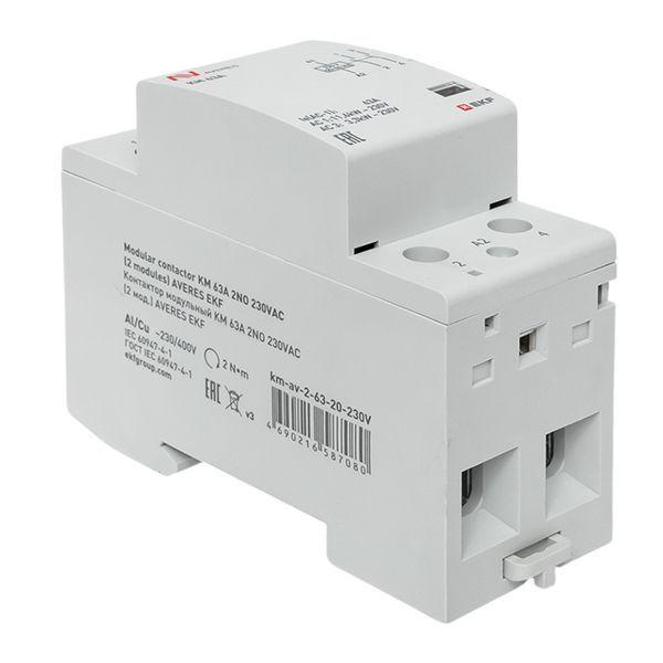  Контактор модульный КМ 63А 2NО 230В AC (2 мод.) AVERES EKF km-av-2-63-20-230V фото в каталоге от BTSprom.by