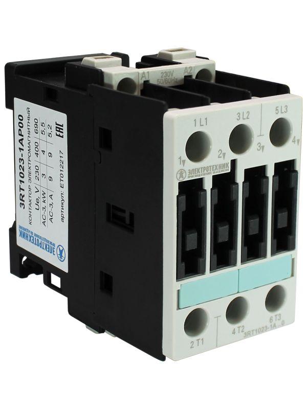 контактор электромагнитный 3rt1023-1ap00 3-пол. 9а ac-3 4квт/400в 230в ac 50гц типоразмер s0 винт. клеммы ip20 электротехник et012217 от BTSprom.by