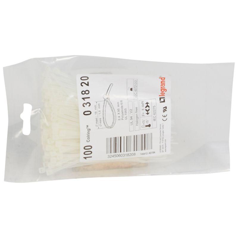хомут кабельный colring 2.4х95 бесцвет. (уп.100шт) leg 031820 от BTSprom.by