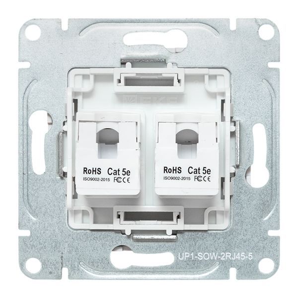  Розетка компьютерная 2-м СП Эпика RJ45 кат.5 механизм бел. EKF UP1-SOW-2RJ45-5 фото в каталоге от BTSprom.by
