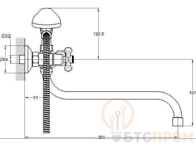  Смеситель для ванны  вентильный QMT7-A722 G.lauf фото в каталоге от BTSprom.by
